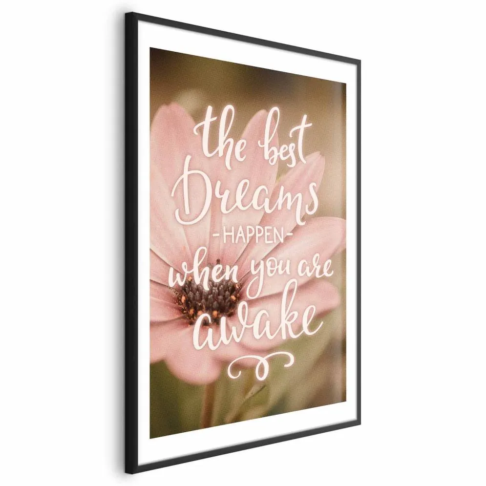 Plakat Best dreams 21x30 cm z ramą czarną z marginesem | MIRAT.