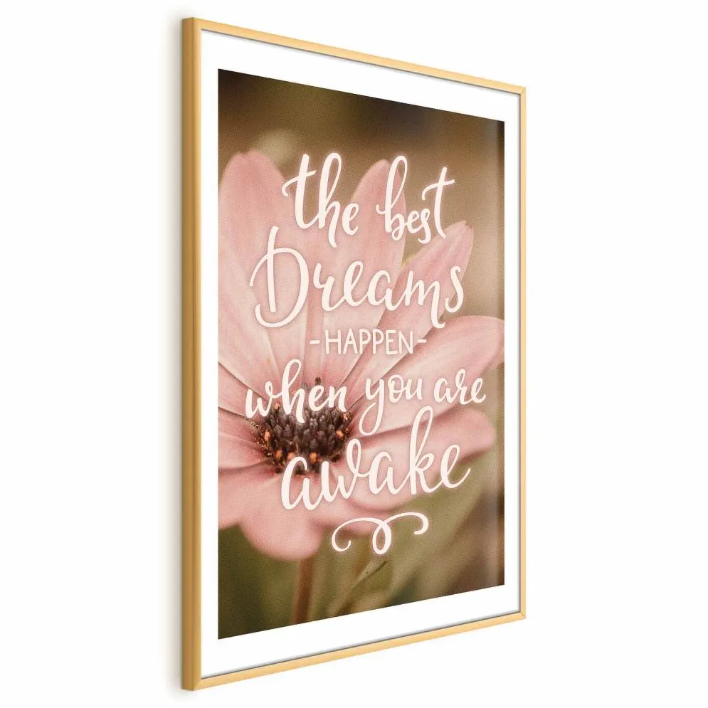 Plakat Best dreams 60x90 cm z ramą złotą z marginesem | MIRAT.