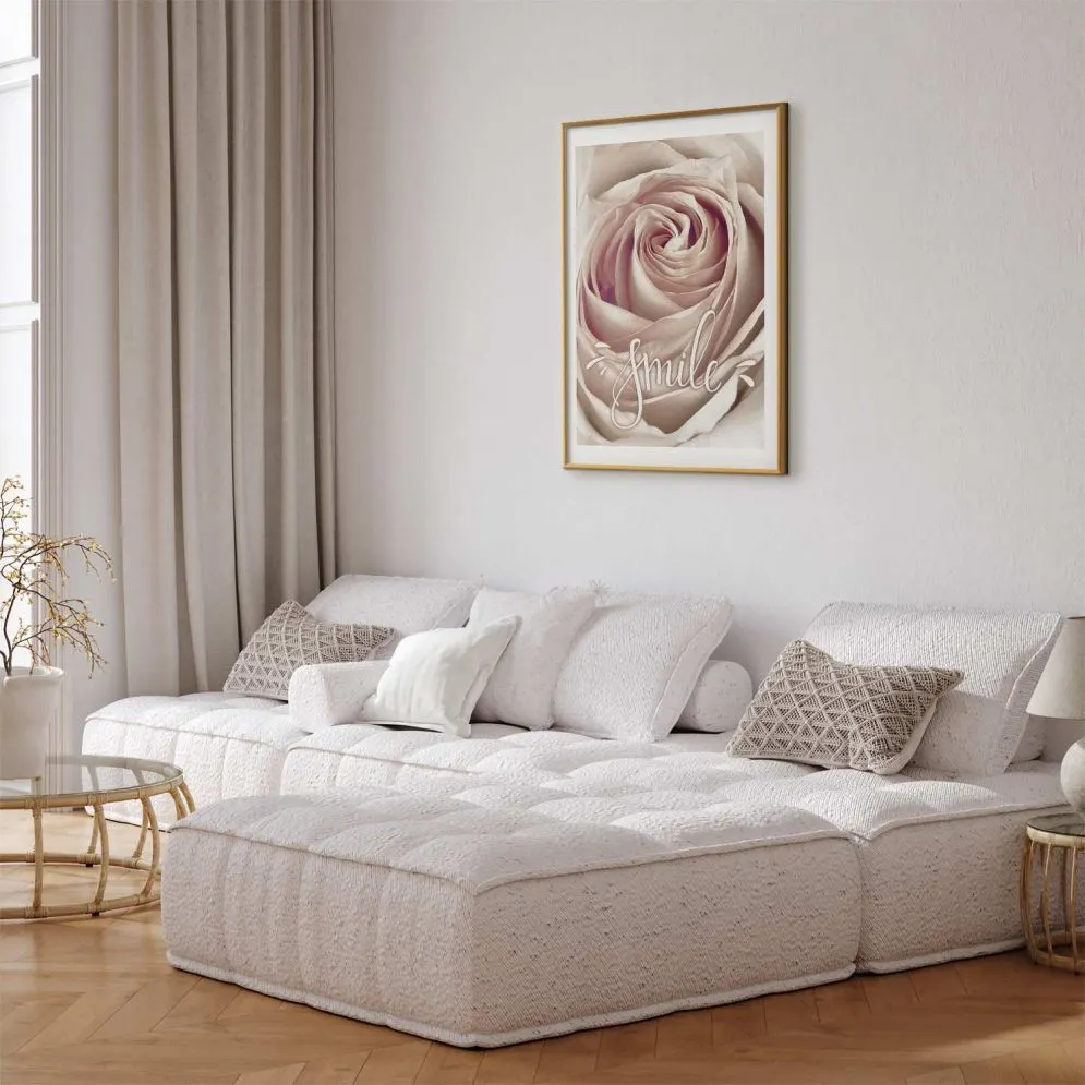 Plakat Uśmiechnij się 21x30 cm z ramą złotą z marginesem | MIRAT.