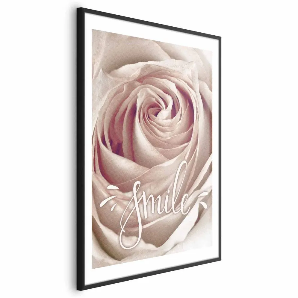 Plakat Uśmiechnij się 21x30 cm z ramą czarną z marginesem | MIRAT.