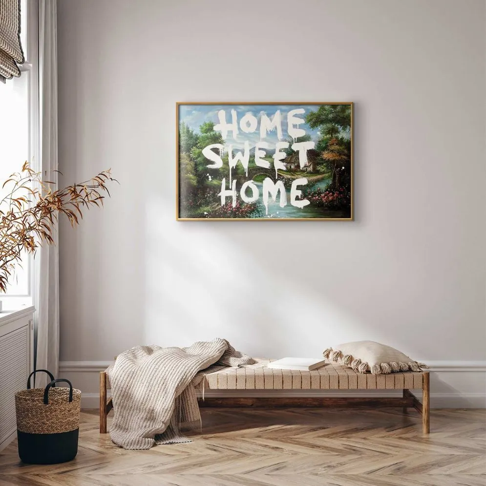 Plakat Wymarzony dom 60x40 cm z ramą złotą bez marginesu | MIRAT.