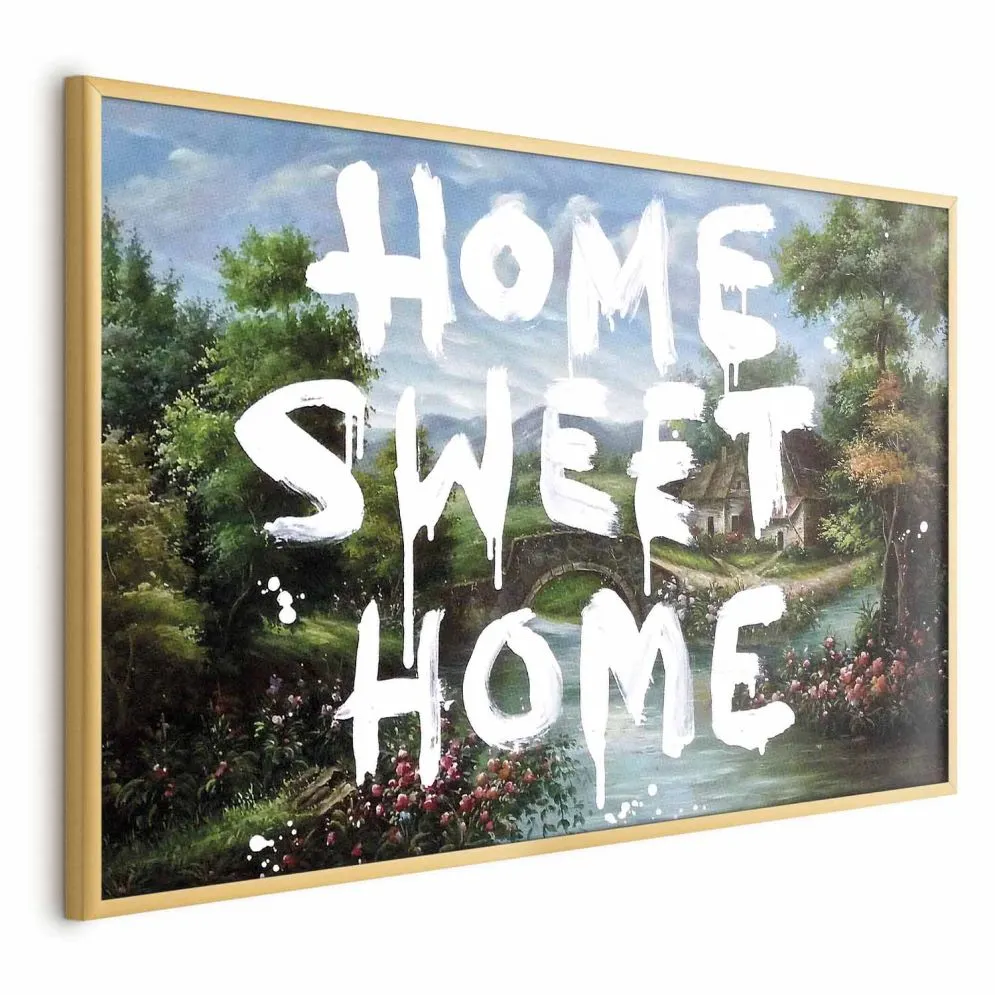 Plakat Wymarzony dom 60x40 cm z ramą złotą bez marginesu | MIRAT.