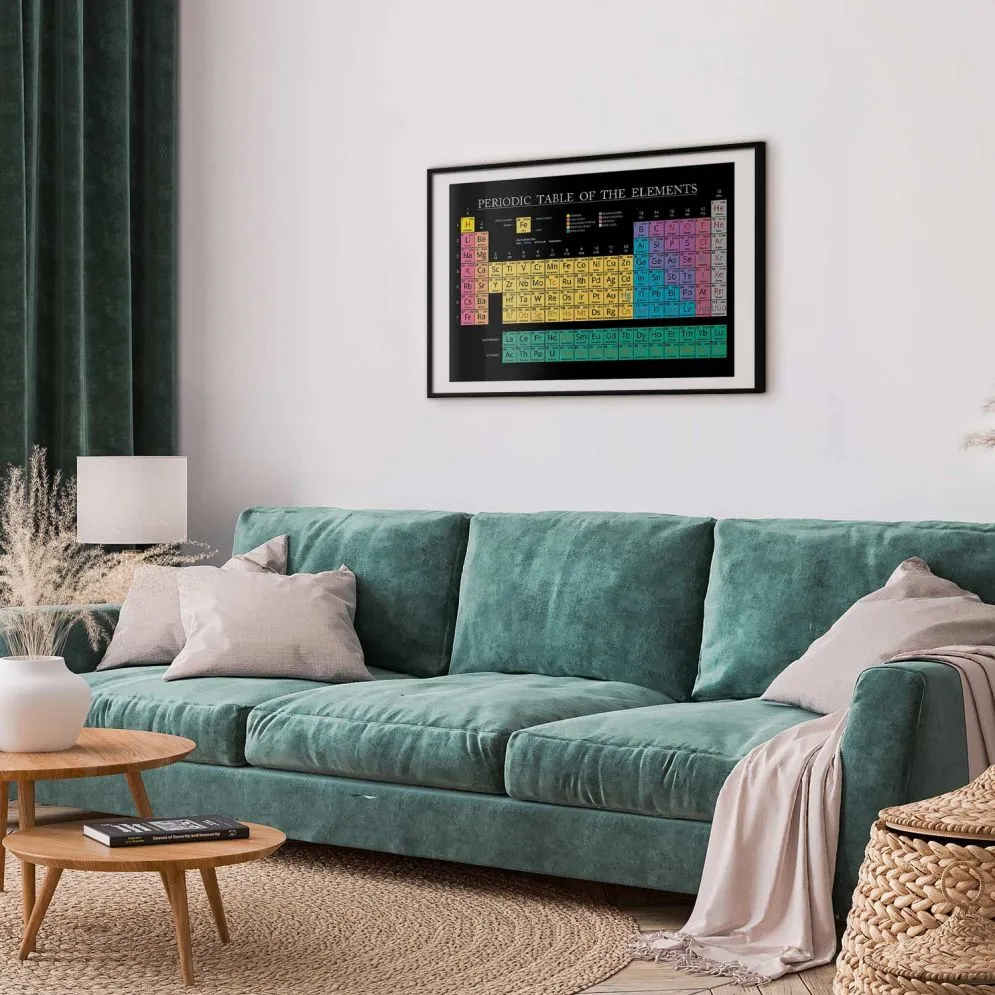 Plakat Tablica Mendelejewa 90x60 cm z ramą czarną z marginesem | MIRAT.