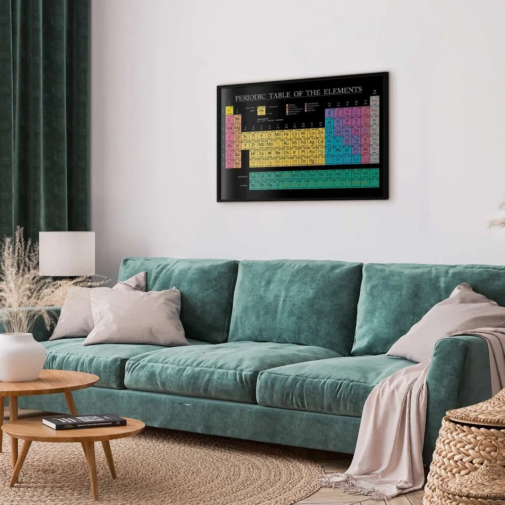 Plakat Tablica Mendelejewa 90x60 cm z ramą czarną bez marginesu | MIRAT.