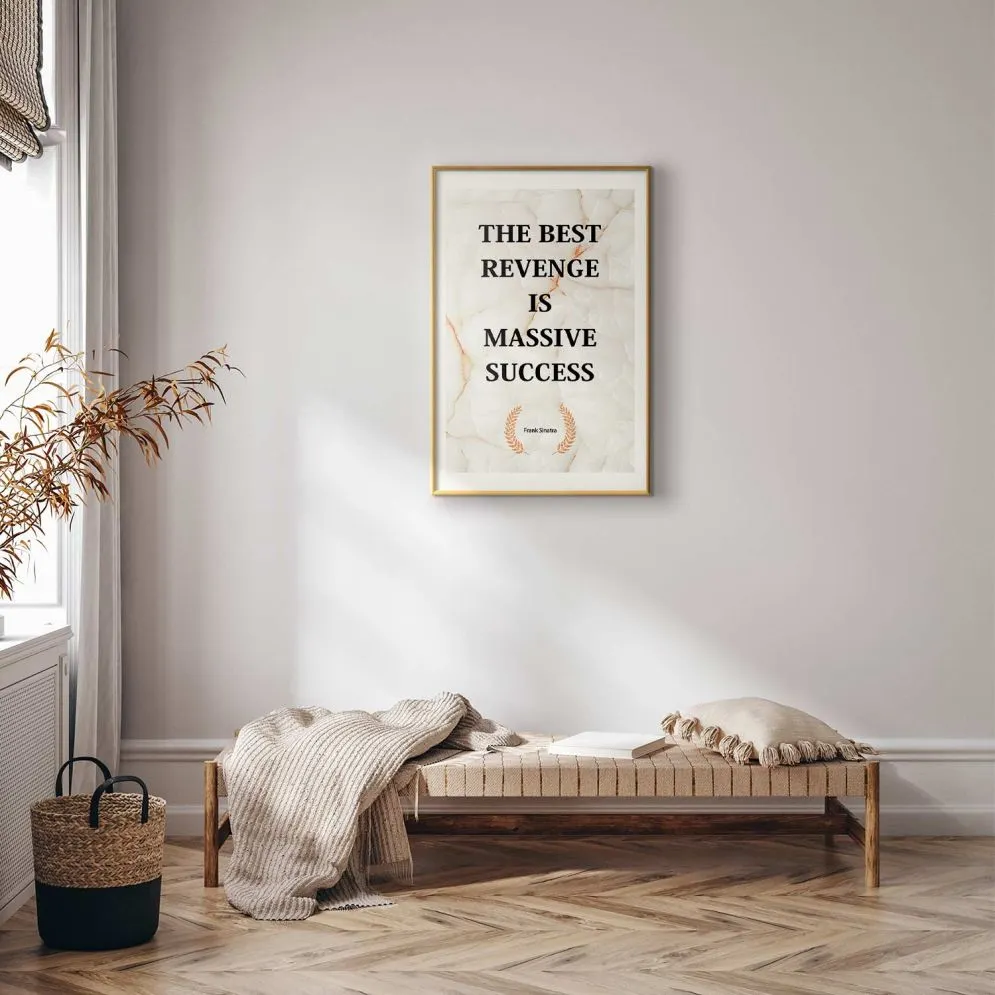Plakat Best Revenge 21x30 cm z ramą złotą z marginesem | MIRAT.