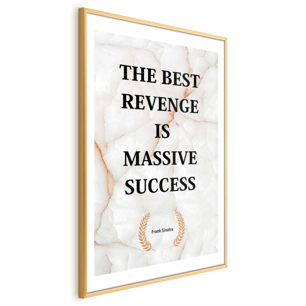 Plakat Best Revenge 21x30 cm z ramą złotą z marginesem | MIRAT.