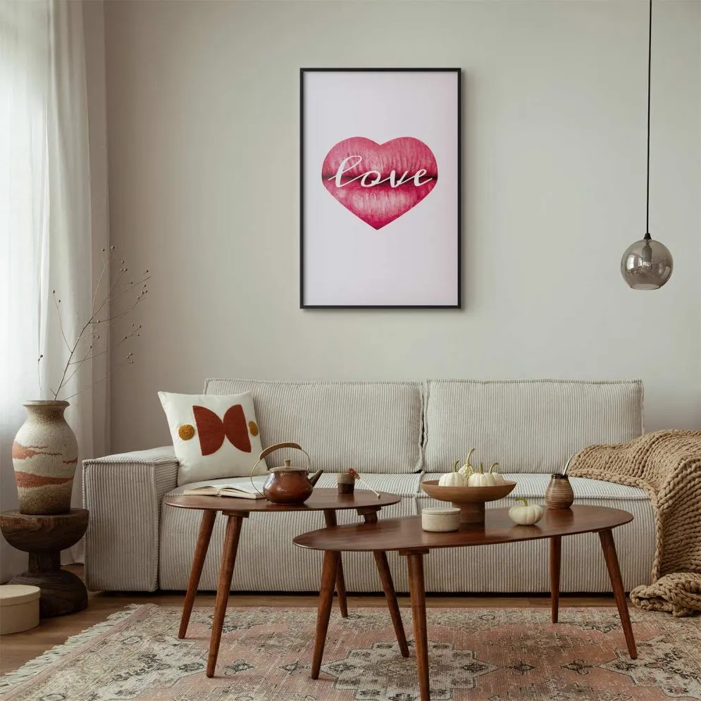 Plakat Miłosne usta 21x30 cm z ramą czarną bez marginesu | MIRAT.