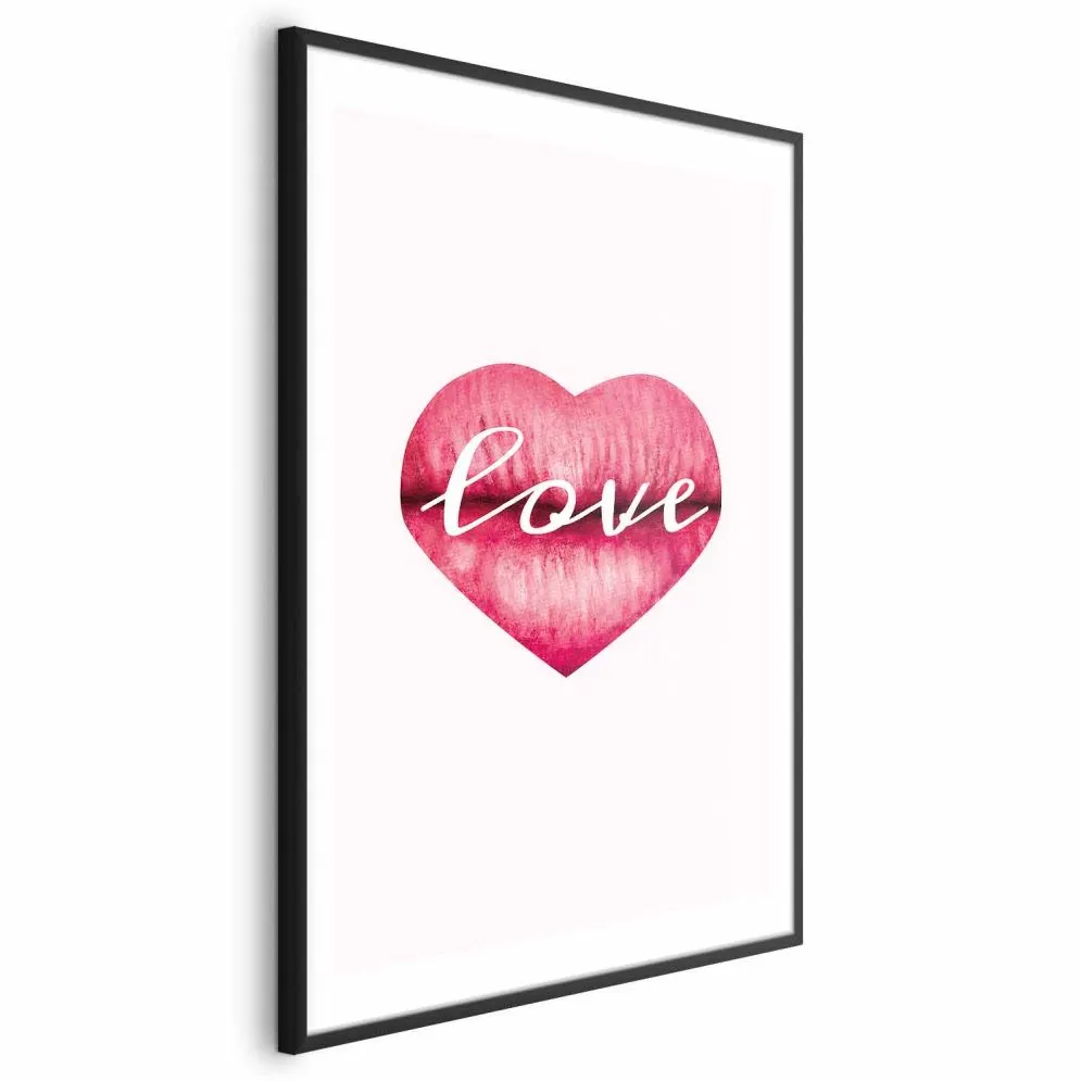 Plakat Miłosne usta 21x30 cm z ramą czarną z marginesem | MIRAT.