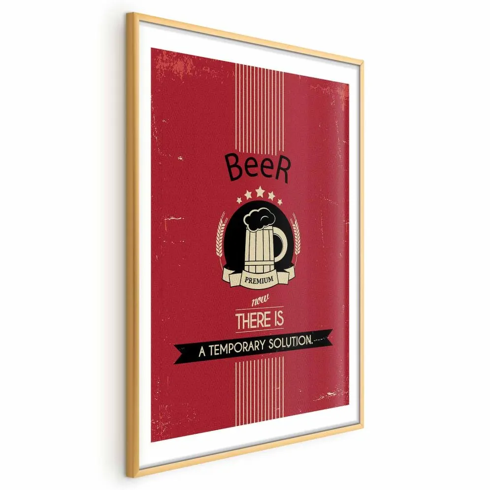 Plakat Premium Beer 21x30 cm z ramą złotą z marginesem | MIRAT.