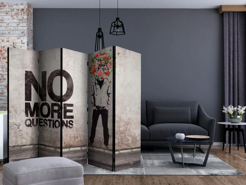 Parawan dwustronny Street art 225x172 cm 5-częściowy szary | MIRAT.