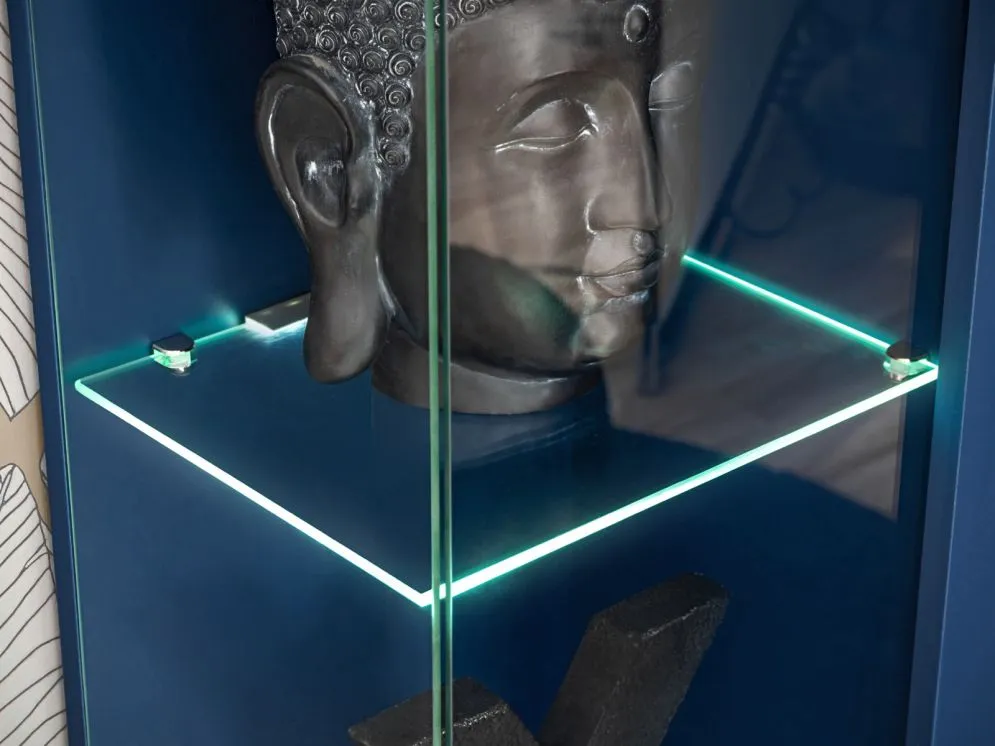 Meblościanka MARINO granatowa/dąb z podświetleniem LED I sklep meblowy MIRAT.