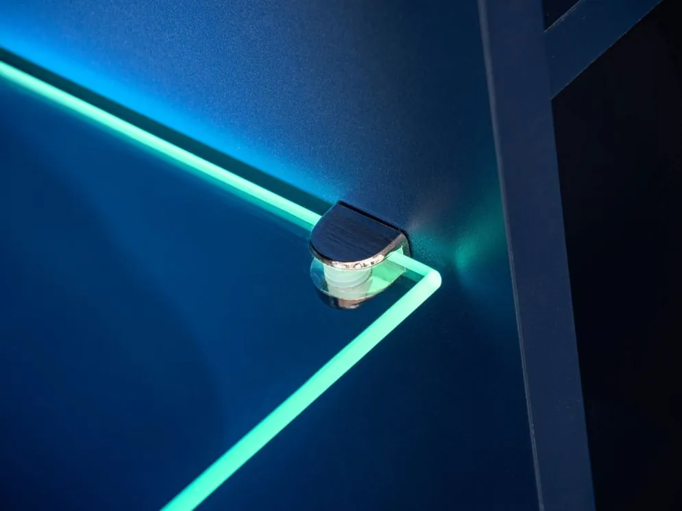 Meblościanka MARINO granatowa/dąb z podświetleniem LED I sklep meblowy MIRAT.