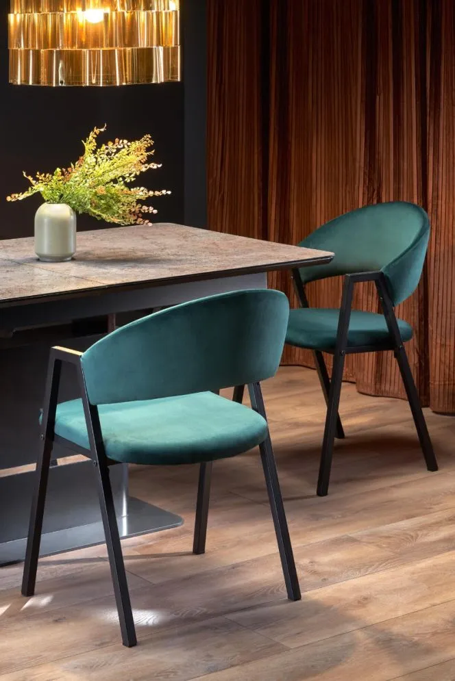 Krzesło tapicerowane K473 VELVET zielone aksamitne w stylu vintage | MIRAT. w stylu GLAMOUR, VINTAGE kolekcja