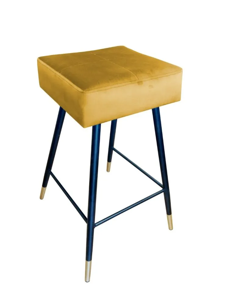 Hoker OLIMP VELVET GOLD musztardowy/curry tapicerowany aksamitem | MIRAT. w stylu GLAMOUR kolekcja