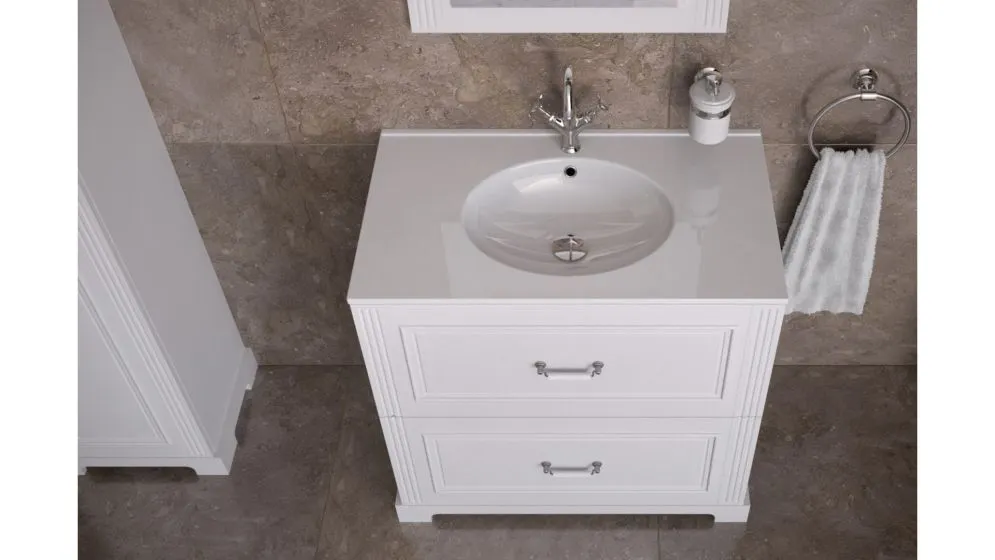 Umywalka meblowa ceramiczna MEG 60 cm biała w stylu retro | MIRAT
