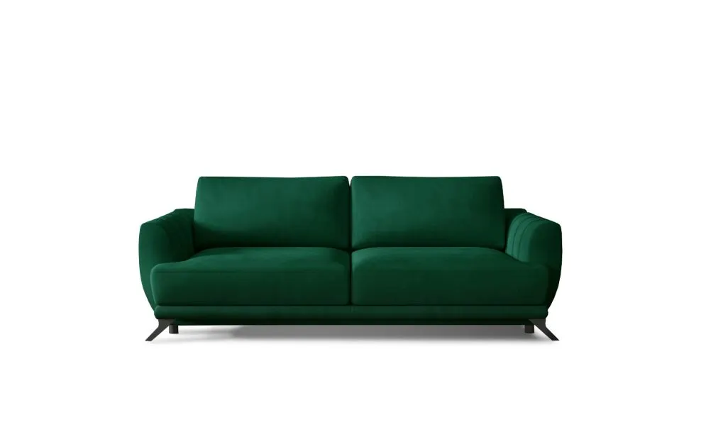 Sofa rozkładana z funkcją spania MEGIS VELVET zielona z pojemnikiem na pościel | MIRAT.