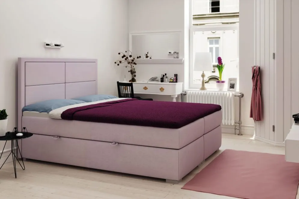 Łóżko kontynentalne DENNERY 180 zielone velvet tapicerowane aksamitem | MIRAT. styl GLAMOUR