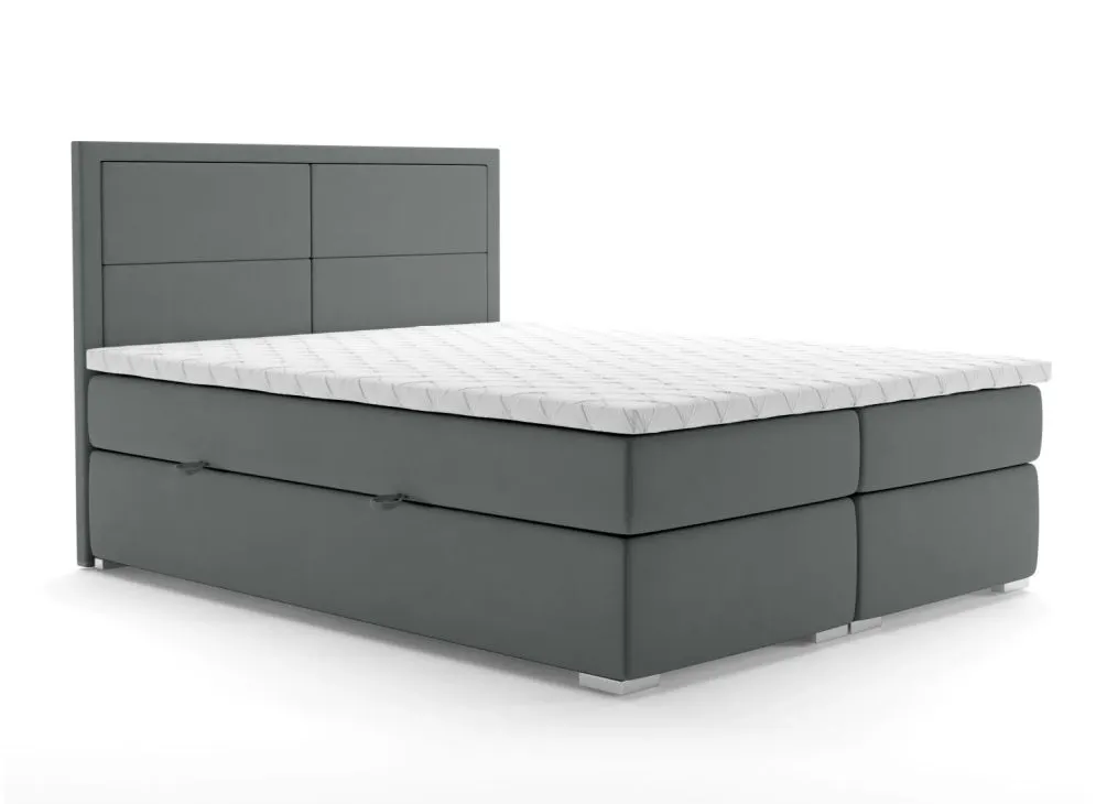 Łóżko kontynentalne DENNERY 160 szare velvet z do sypialni | MIRAT. styl GLAMOUR