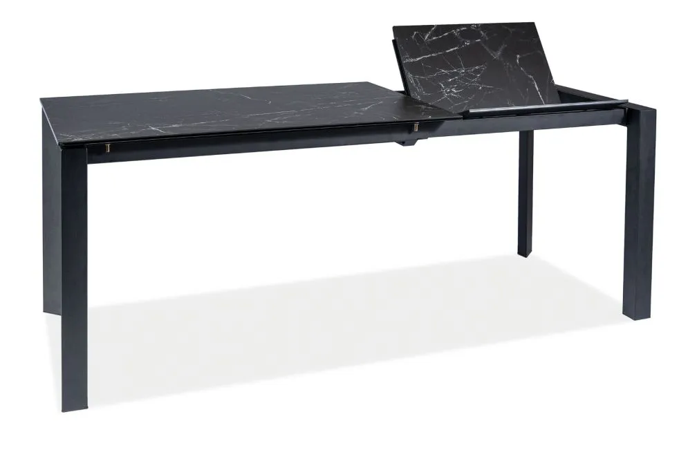 Stół rozkładany METROPOL CERAMIC 120(180)x80 czarny marmur/czarny mat dla 8 osób | MIRAT.