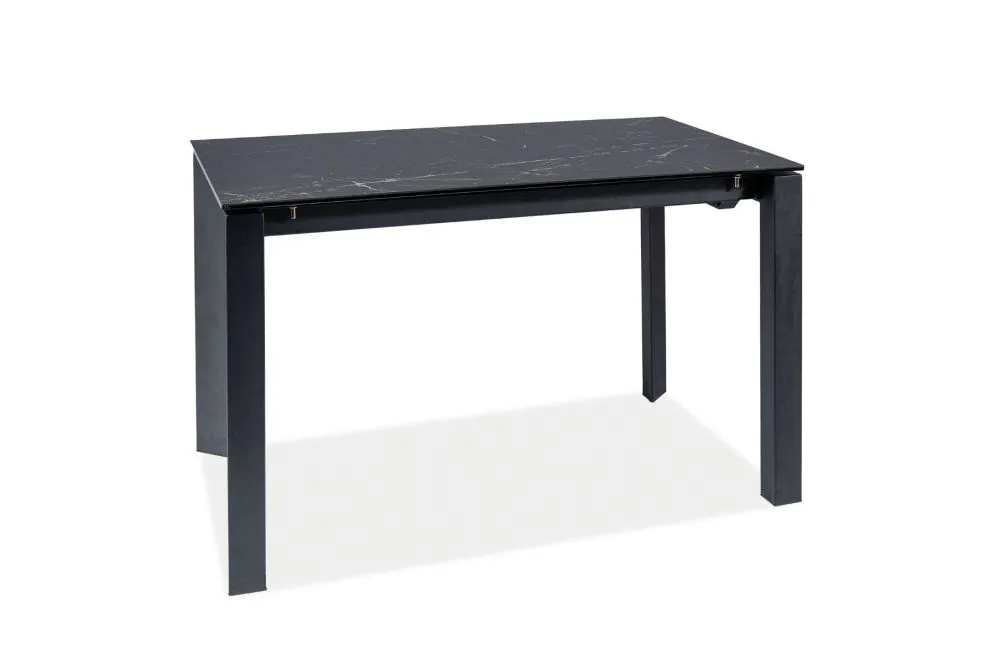 Stół rozkładany METROPOL CERAMIC 120(180)x80 czarny marmur/czarny mat dla 8 osób | MIRAT.