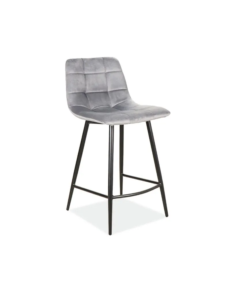Hoker niski MILA H-2 VELVET szary barowy z oparciem | MIRAT. styl GLAMOUR, LOFT