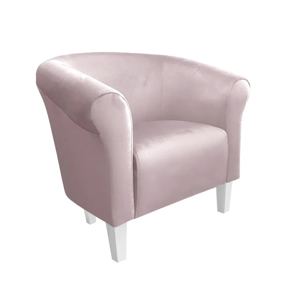 Fotel DRAWA 1 BL VELVET jasno różowy tapicerowany | MIRAT. w stylu GLAMOUR kolekcja
