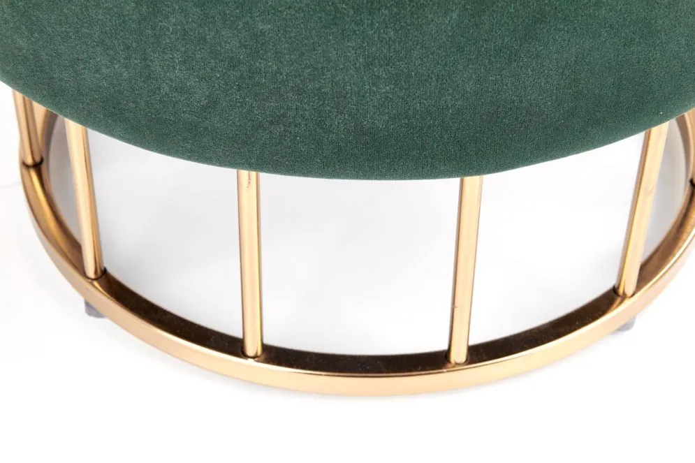 Pufa MINTY VELVET ciemno zielona na złotej podstawie | MIRAT. styl GLAMOUR