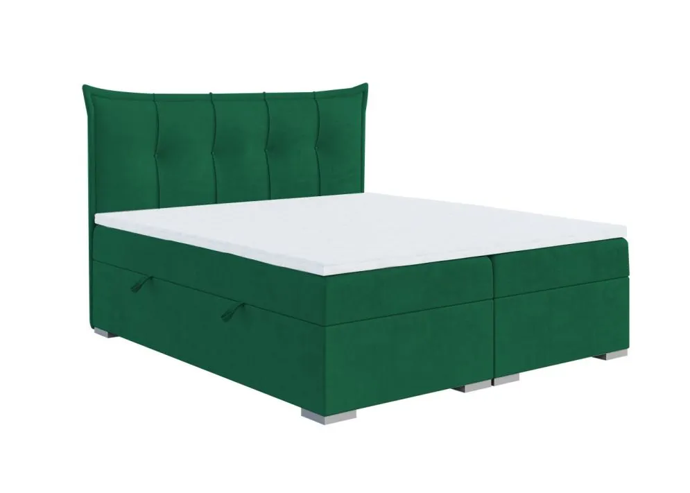 Łóżko kontynentalne MASALI 140 zielone velvet z pojemnikiem do sypialni | MIRAT. w stylu GLAMOUR kolekcja