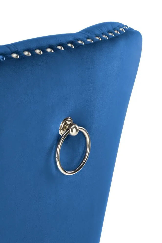 Krzesło MIYA VELVET granatowe pikowane z kołatką | MIRAT. styl GLAMOUR