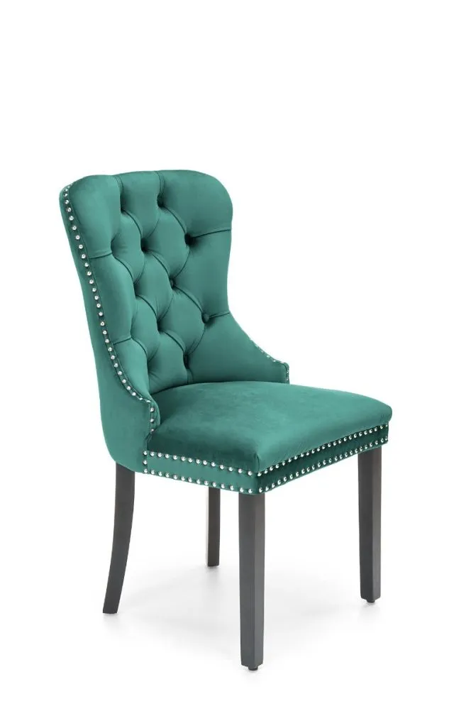 Krzesło MIYA VELVET ciemnozielone pikowane z kołatką | MIRAT. styl GLAMOUR