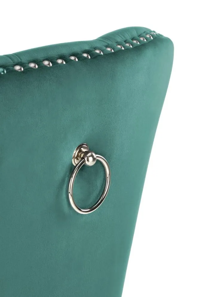 Krzesło MIYA VELVET ciemnozielone pikowane z kołatką | MIRAT. styl GLAMOUR