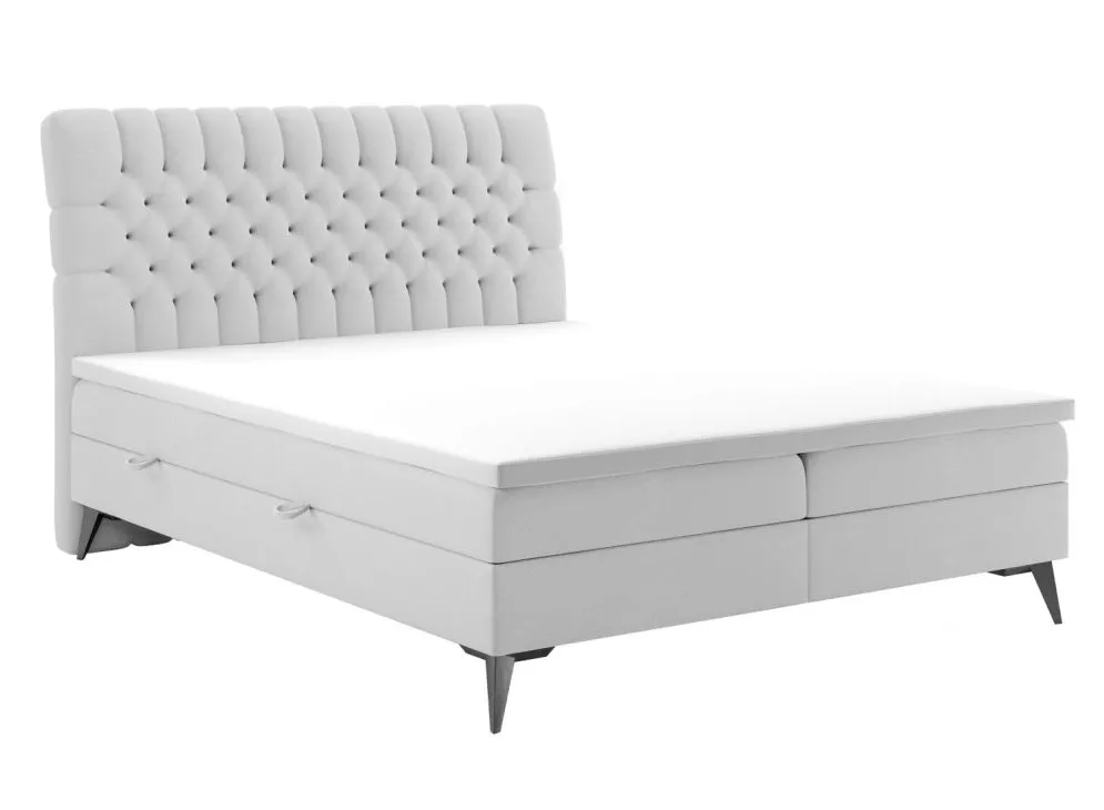 Łóżko kontynentalne BETAFO 160 jasno szare velvet z pojemnikiem do sypialni | MIRAT. styl GLAMOUR