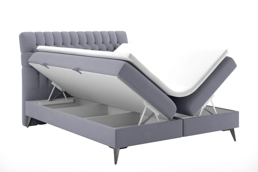 Łóżko kontynentalne BETAFO 160 zielone velvet z materacem do sypialni | MIRAT. styl GLAMOUR