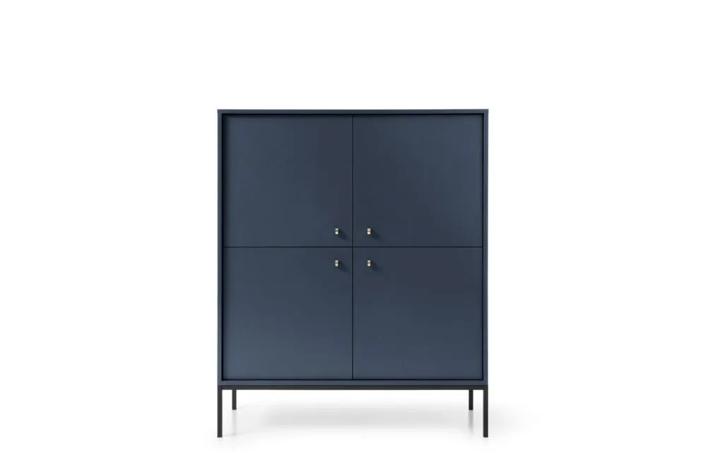 Komoda wysoka ALANI 4D granatowa 104 cm z półkami | MIRAT. w stylu LOFT kolekcja ALANI