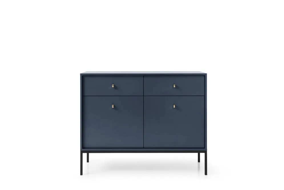 Komoda ALANI 2D2S granatowa z szufladami i półkami 104 cm | MIRAT. w stylu LOFT kolekcja ALANI