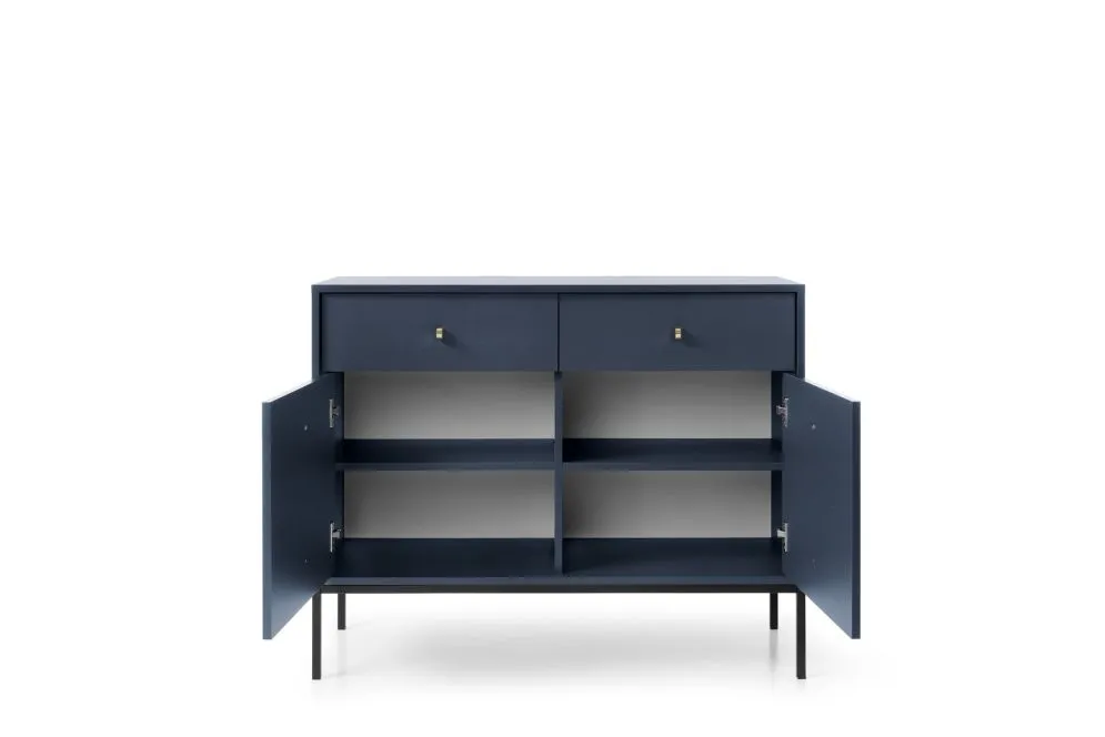 Komoda ALANI 2D2S granatowa z szufladami i półkami 104 cm | MIRAT. w stylu LOFT kolekcja ALANI