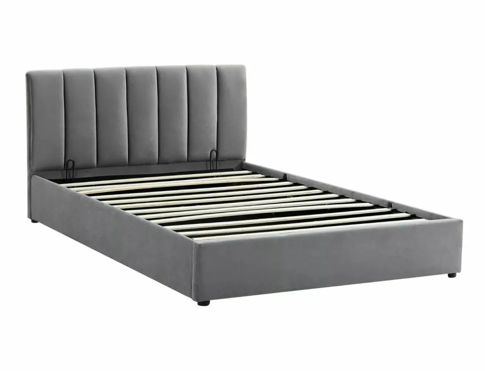 Łóżko tapicerowane MONTREAL VELVET 120x200 szare z pojemnikiem w stylu glamour I sklep meblowy MIRAT. styl GLAMOUR