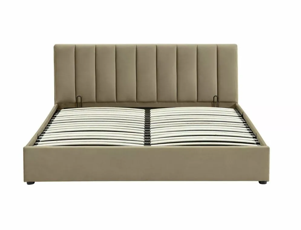 Łóżko tapicerowane MONTREAL VELVET 120x200 beżowe z pojemnikiem do sypialni I sklep meblowy MIRAT. styl GLAMOUR
