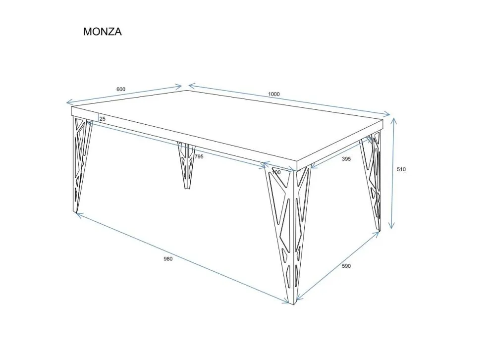 Ława MONZA 100x60 dąb artisan prostokątna I sklep meblowy MIRAT. styl LOFT
