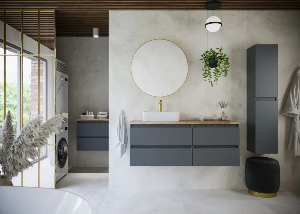 Blat łazienkowy dębowy 120 cm z litego drewna olejowany | MIRAT