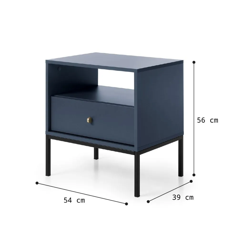 Szafka stojąca ALANI 54 cm granatowa mat do salonu i sypialni | MIRAT. w stylu LOFT kolekcja ALANI