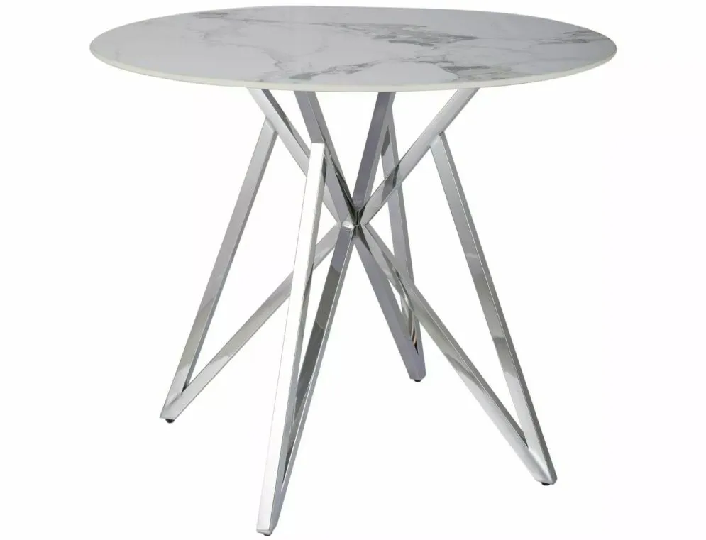 Stół okrągły MURANO 90x90 biały/chrom w stylu glamour I sklep meblowy MIRAT. styl GLAMOUR