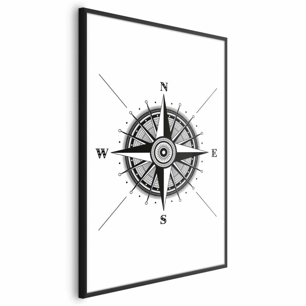 Plakat Kompas 21x30 cm z ramą czarną bez marginesu | MIRAT.