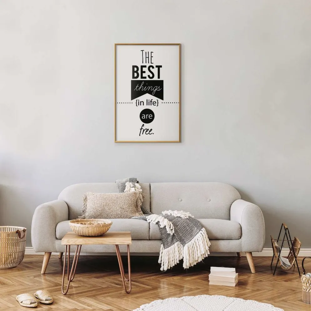 Plakat Best things in life 21x30 cm z ramą złotą bez marginesu | MIRAT.