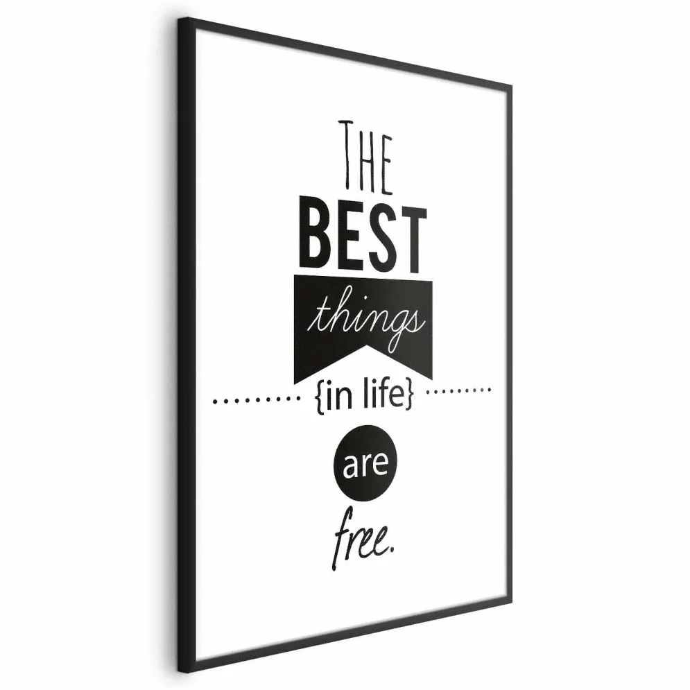 Plakat Best things in life 21x30 cm z ramą czarną z marginesem | MIRAT.