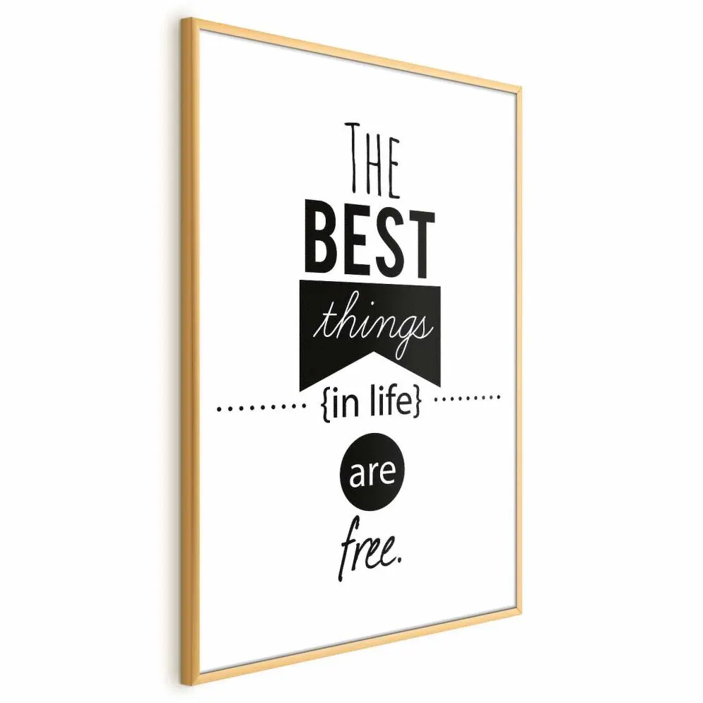 Plakat Best things in life 21x30 cm z ramą złotą z marginesem | MIRAT.