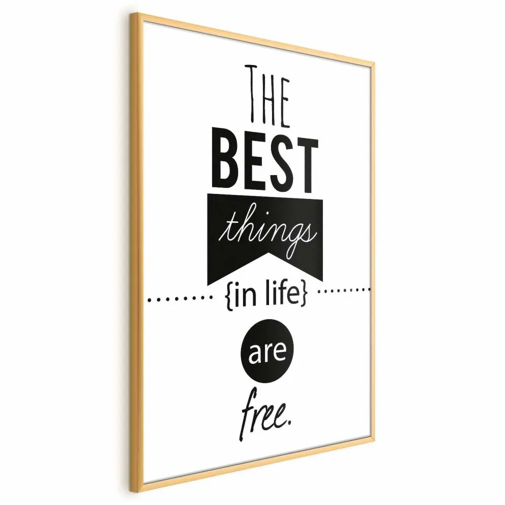 Plakat Best things in life 21x30 cm z ramą złotą bez marginesu | MIRAT.