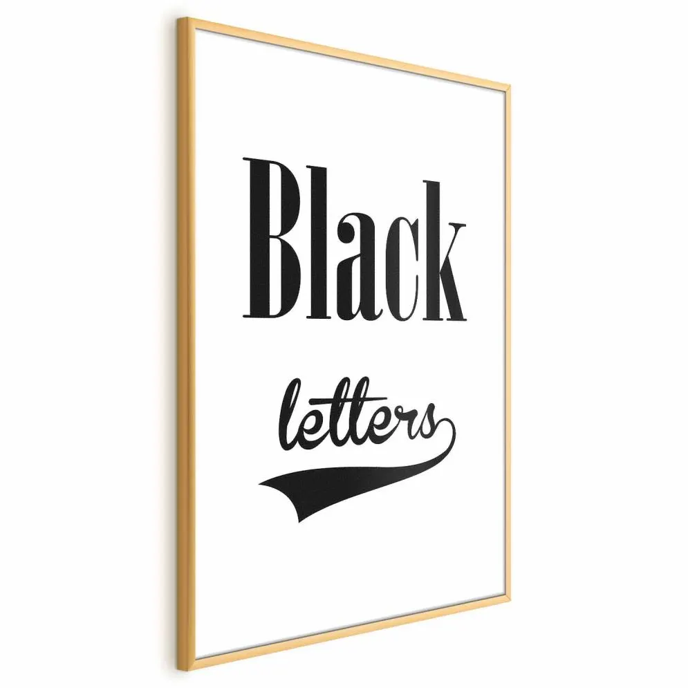 Plakat Black letters 21x30 cm z ramą złotą z marginesem | MIRAT.