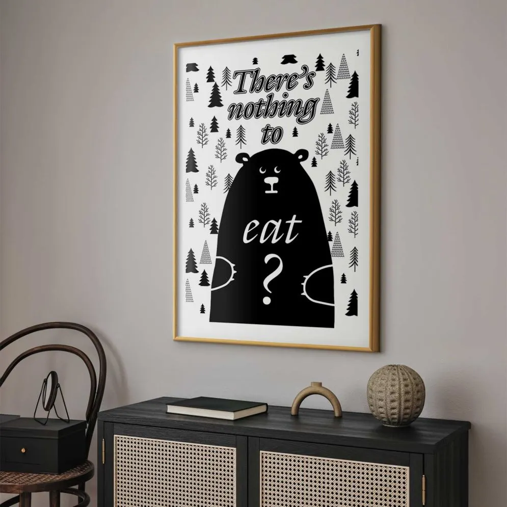 Plakat Nothing to eat 29,7x42 cm z ramą złotą z marginesem | MIRAT.