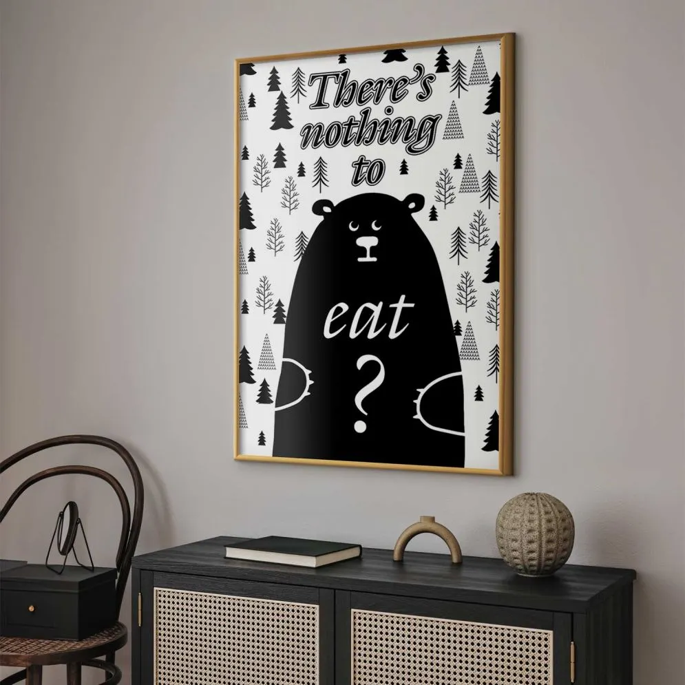 Plakat Nothing to eat 21x30 cm z ramą złotą bez marginesu | MIRAT.